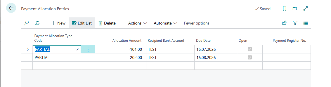 Partial payment